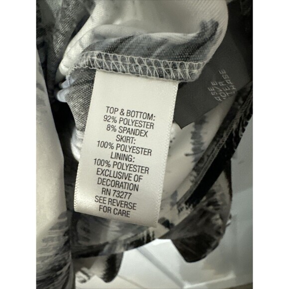 Vera Wang Black & White Sleeveless Art Stripe Dress - Size M Flowy Sheer Layered - Picture 8 of 11